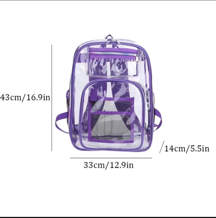 Heavy Duty Clear Backpack, See Through Backpacks Transparent Clear Large SchoolBag For School Work Stadium Security Travel Sporting
