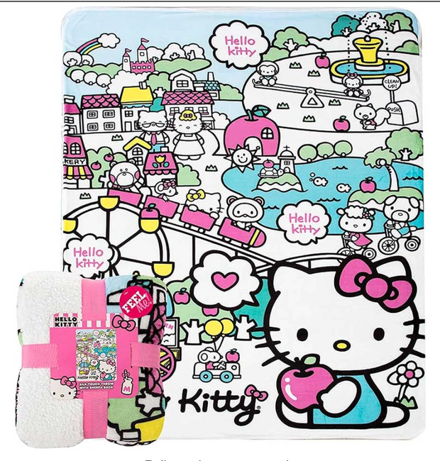 Northwest Hello Kitty Silk Touch Sherpa Throw Blanket, 60" x 80", My Cute World