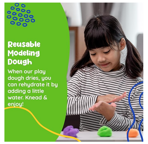 Modeling Clay for Kids - 12 Super Soft & 100% Natural Kids Modeling Clay Doughs Made from Wheat Flour - 100g Per Can of Reusable & Vibrant Kids Clay Modeling Kit for Ages 3+ by Marie’s Kids