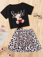 Toddler Girls  Bear Print  Tee & Skirt